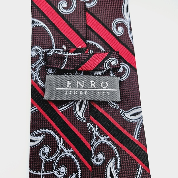 ENRO | 100% silk filigree & stripe neck tie - Picture 4 of 5